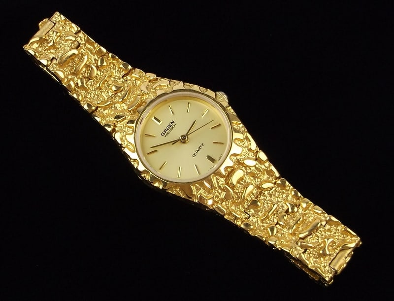 Mint Vint Gruen Precision Gold Nugget Style Watch Works Great (1 of 7)