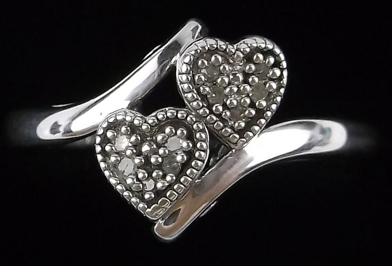 Mint Vintage Sterling Silver Diamond Heart Ring 7 (1 of 3)