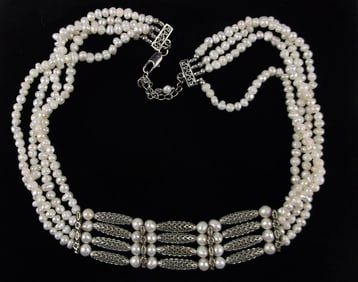 Gorgeous Vintage 4 Strand Pearl Necklace 20"