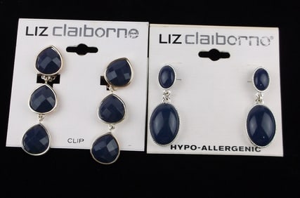 2 New Liz Claiborne Rhinestone Earrings Sets Lot $42