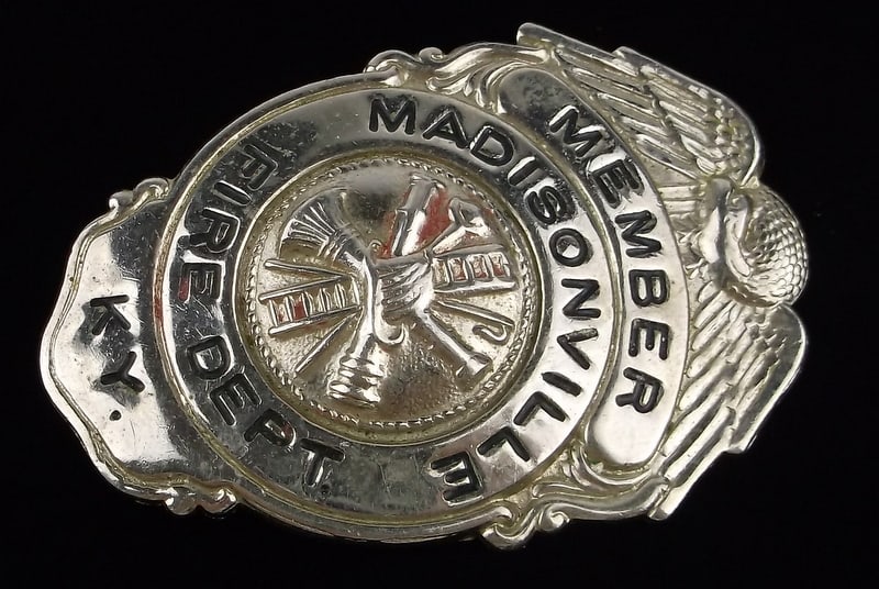 Authentic 1960s Madisonville KY Fire Department Badge: beautiful condition
