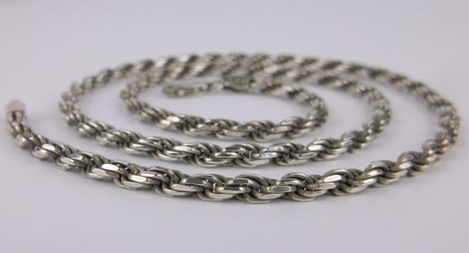 Mint Vint Thick Heavy Italian Sterling Rope Chain Necklace 20.5"