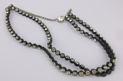 Mint Antique 1940s Celluloid Crystal Rhinestone Necklace 15"