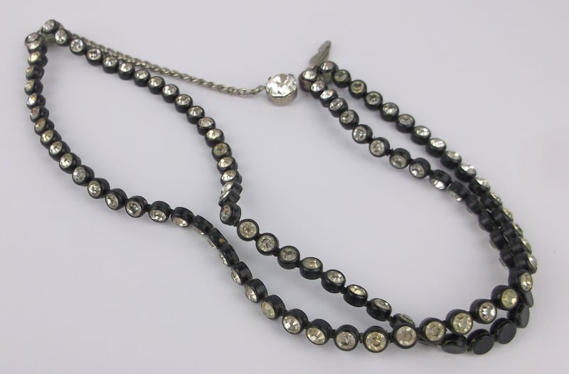 Mint Antique 1940s Celluloid Crystal Rhinestone Necklace 15": Mint Condition, In Like New Condition, Perfect