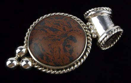 Mint Vintage Big Sterling Silver Red Jasper Pendant