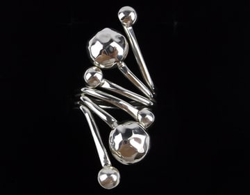 Mint Big Thick Vint Taxco Sterling Silver Multi Ball Ring 7.5