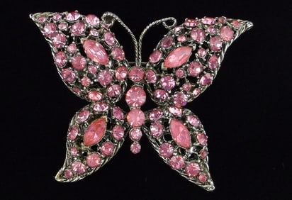 Big Mint Vintage 1950s Rhinestone Butterfly Brooch