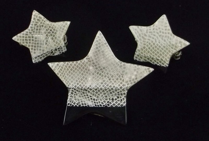 Mint Vint 1960s Lea Stein Paris Runway Star Brooch Set Lucite (1 of 3)