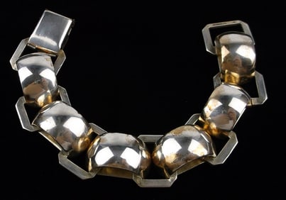 Gorgeous Antique 1930s Sterling Silver Bracelet 6.75"