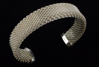 Mint Vint Big Thick Heavy Sterling Silver Cuff Bracelet 7-8" Solid
