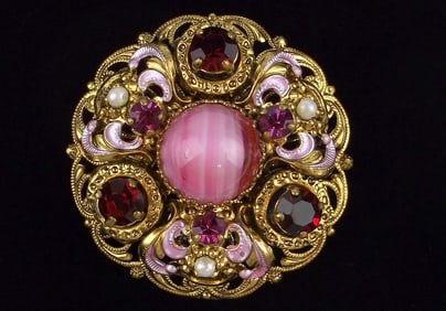 Mint 1940s Germany Glass Rhinestone Brooch