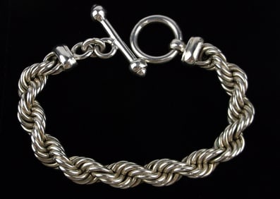 HUGE Mint Heavy Vint Taxco Sterling Silver Chain Bracelet 9.5"