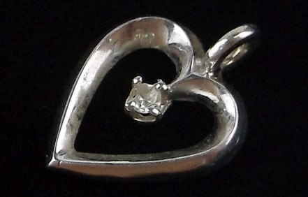Mint Vintage 1960s 14kt White Gold Heart Pendant