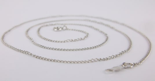 New Vintage 1960s 14kt White Gold Chain Necklace 16.5"