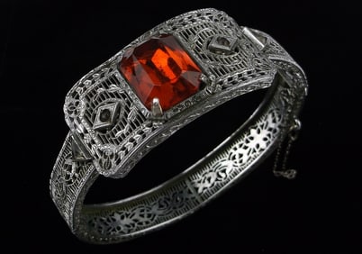 Stunning 1920s JH Peckman Art Deco Rhinestone Bracelet 7.5"
