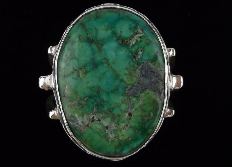 HUGE Navajo Ray Jack Sterling Silver Turquoise Mens Ring 11 1970s (1 of 8)