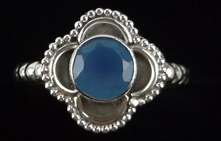 New Bali Sterling Silver Blue Chalcedony Ring 6
