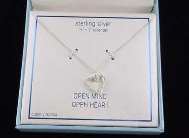 New Boxed Designer Sterling Silver Crystal Chain Necklace 18" $60