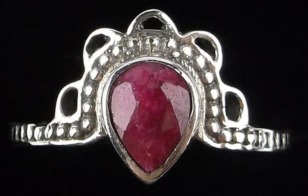 New Bali Sterling Silver Ruby Goddess Crown Ring 7.5