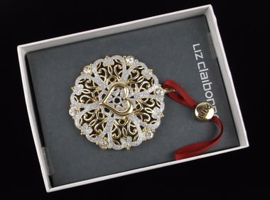 New Boxed Liz Claiborne Rhinestone Christmas Ornament