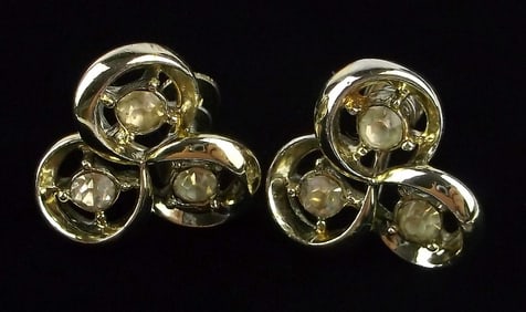 Mint Vintage 1960s Coro Craft Rhinestone Atomic Earrings