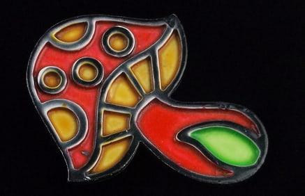 Mint Vintage 1960s Enameled Magic Mushroom Brooch