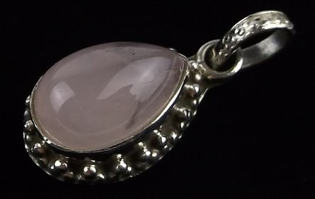 New Bali Sterling Silver Rose Quartz Pendant