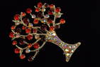 New Boxed Monet Enameled Rhinestone Tree of Life Brooch