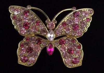 New Boxed Monet Rhinestone Butterfly Brooch