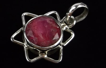 New Sterling Silver 1.2ct Ruby Sun Pendant