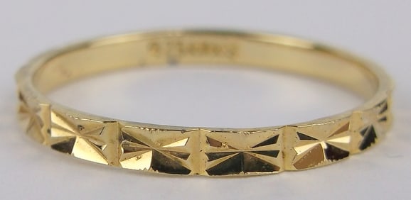 New Vintage Gold Over Sterling Diamond Cut Band Ring 8