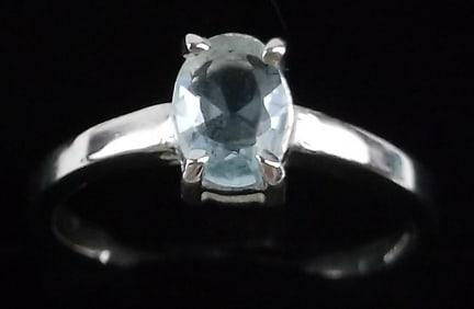 New Thick Sterling Silver Blue Stone Ring 7