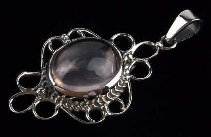 New Bali Sterling Silver Rose Quartz Pendant