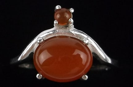 New Sterling Silver Orange Tourmaline Ring 7.5