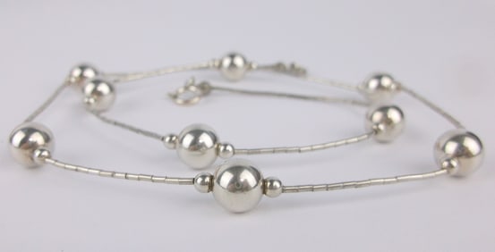 Mint Vintage Sterling Silver Ball Chain Necklace 18"