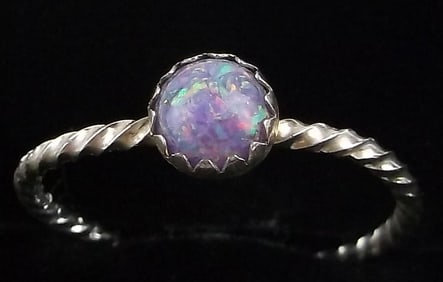 New Navajo Esther White Sterling Silver Opal Ring 5.5
