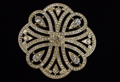 New Boxed Large Monet Rhinestone Brooch