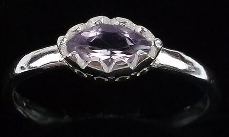 New Sterling Silver Amethyst Crown Ring 9