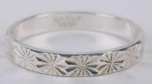 New Vintage Thick Sterling Silver Diamond Cut Band Ring 6