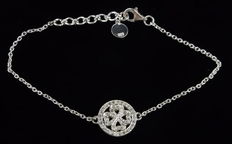 New Designer Sterling Silver Shamrock Luck Bracelet 7.5"
