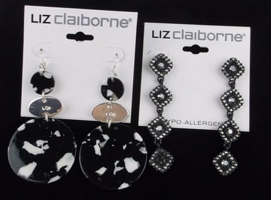 2 New Liz Claiborne Rhinestone Earrings Sets Lot $48