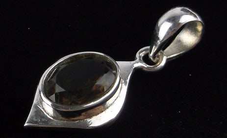 New Sterling Silver 1.25ct Smokey Quartz Pendant