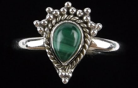 New Bali Sterling Silver Malachite Ring 10
