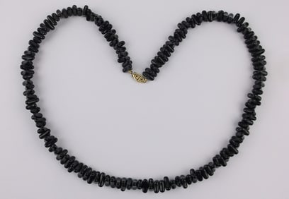 New Vintage 1960s 12kt GF Black Coral Necklace 24"
