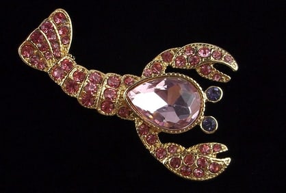 New Boxed Monet Rhinestone Lobster Brooch
