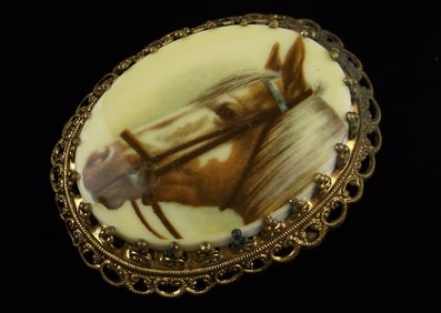 Stunning Antique 1940s Germany Horse Brooch