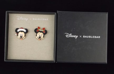 New Boxed Disney Baublebar Mickey Mouse Christmas Earrings