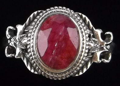New Bali Sterling Silver 1ct Ruby Ring 7
