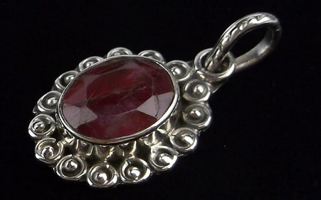 New Bali Sterling Silver 1.2ct Ruby Pendant