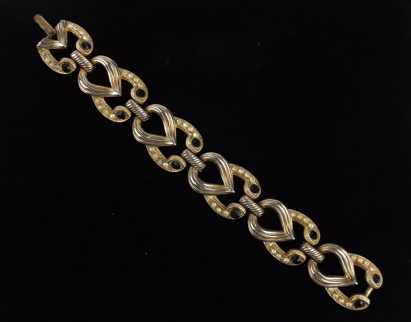 Stunning Antique 1950s Rhinestone Owl Bracelet 7.5": excellent condition